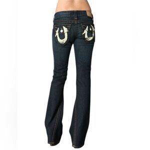 True Religion Indigo Jeans with Metallic Gold Accent